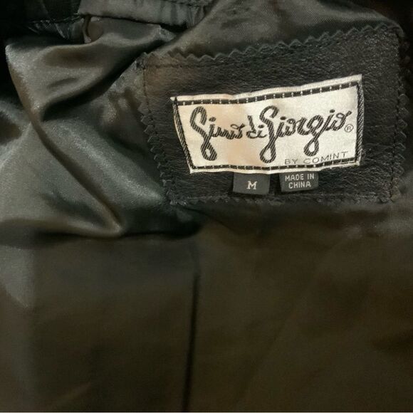 Gino di Giorgio Black Leather Button Up  jacket  M with gold buttons - Picture 6 of 10